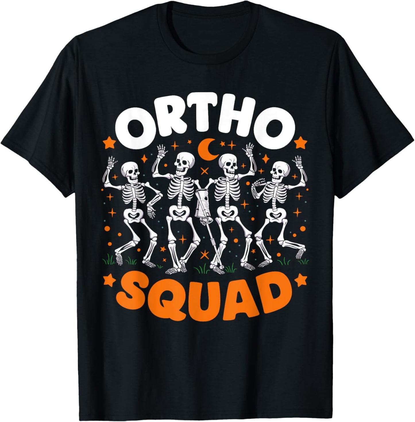 Ortho Squad Skeleton Halloween Orthopedic Nurse RN T-Shirt - T-Shirt | Black