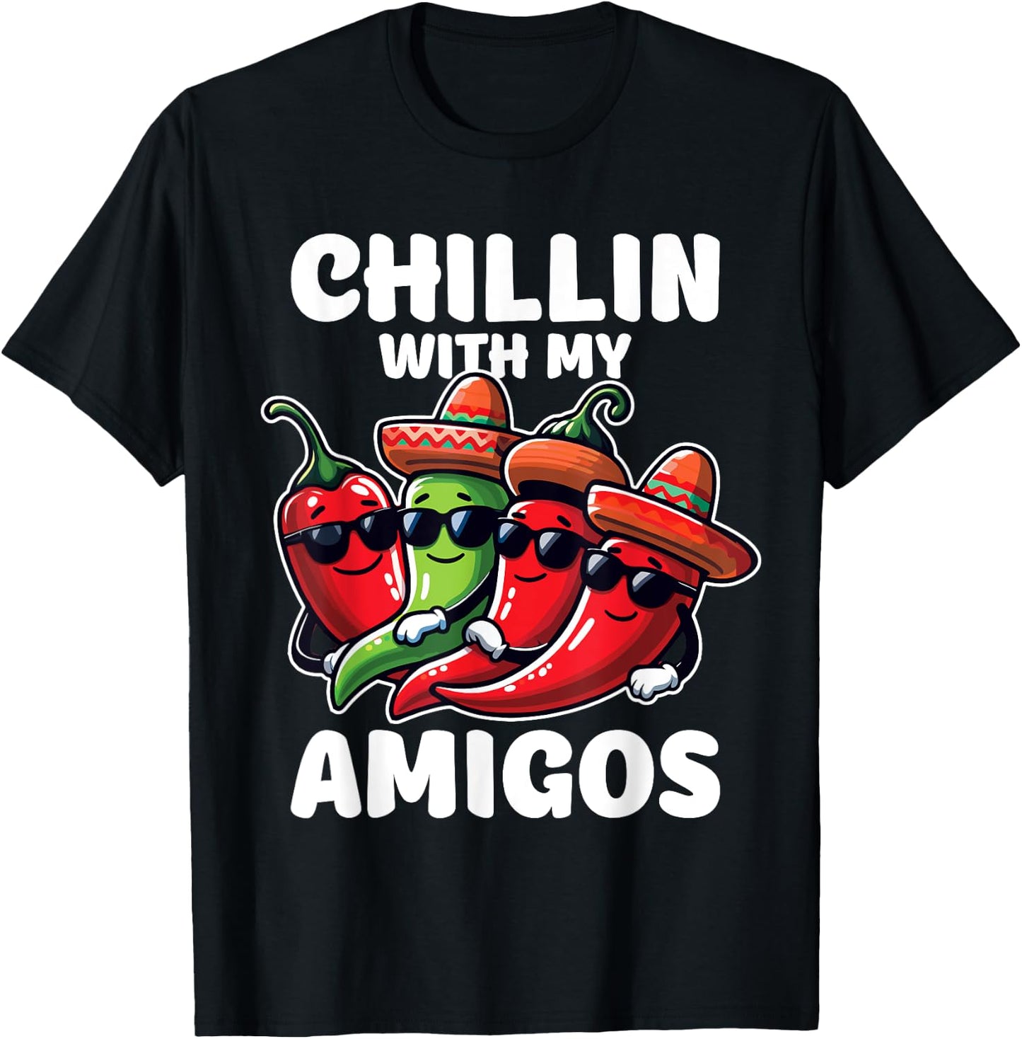 Green And Red Chilli Hot Pepper Cinco de Mayo Funny Chilli T-Shirt - T-Shirt | Black