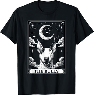 Tarot Card Vintage Crescent Moon Bull Terrier Bully Dog Mom T-Shirt - T-Shirt | Black