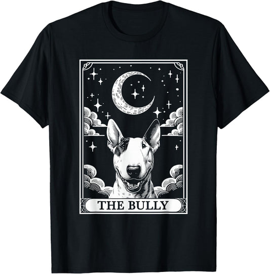 Tarot Card Vintage Crescent Moon Bull Terrier Bully Dog Mom T-Shirt - T-Shirt | Black