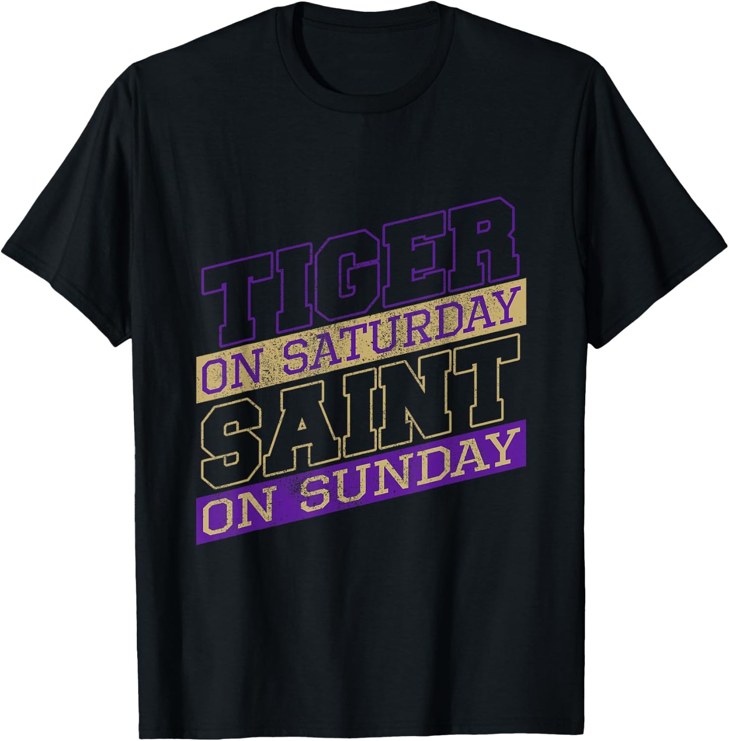 Funny Tiger On Saturday Saint On Sunday Feline Wild Tiger T-Shirt - T-Shirt | Black