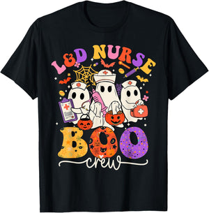 L&D Boo Crew Costume Funny Nurse Ghost Halloween T-Shirt - T-Shirt | Black