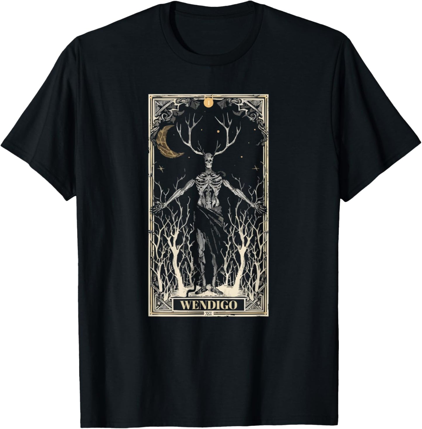 Wendigo Monster Legendary Creature Cryptozoology Cryptid T-Shirt - T-Shirt | Black