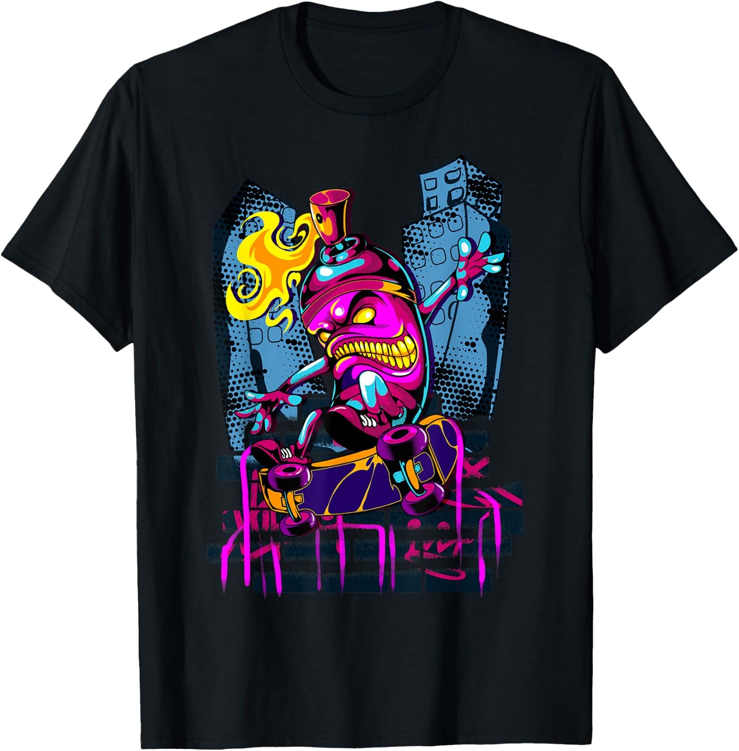 Graffiti Art Spray Paint Urban Street Art Skateboard T-Shirt - T-Shirt | Black