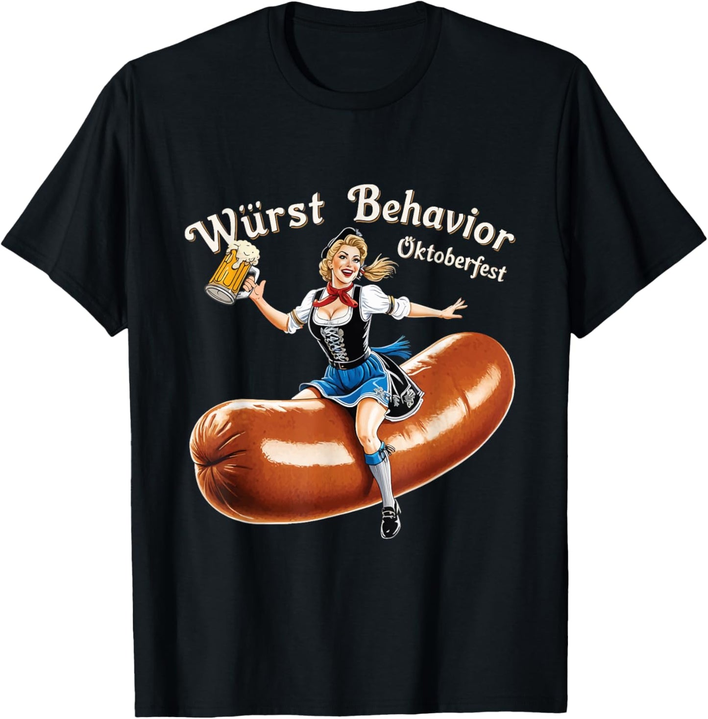 Wurst Behavior: Oktoberfest Bratwurst Sausage Shenanigans T-Shirt - T-Shirt | Black