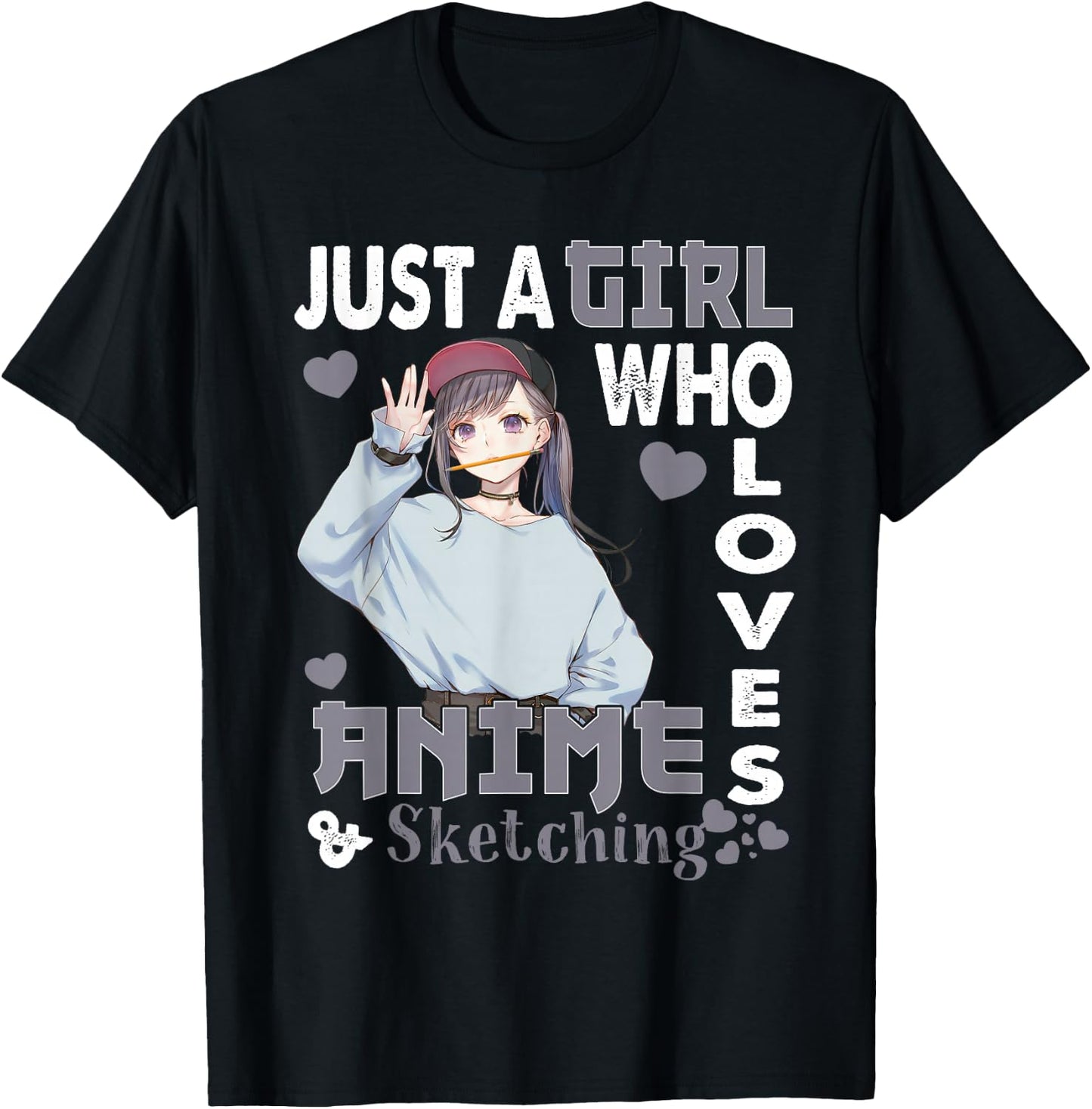Japanese Anime Drawing Gifts Just A Girl Who Loves Sketching T-Shirt - T-Shirt | Black