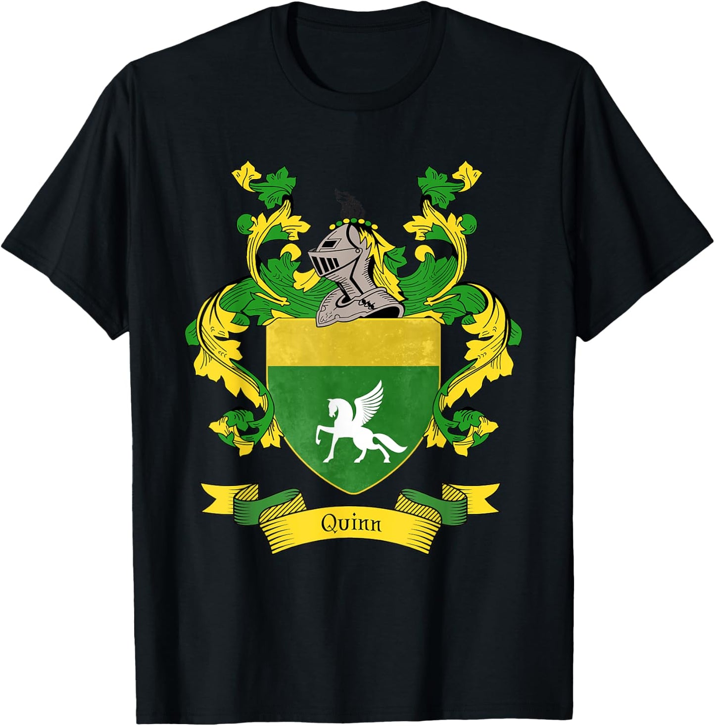 Quinn Coat of Arms | Quinn Surname Family Crest T-Shirt - T-Shirt | Black