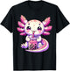 Axolotl Boba Tea Bubble Tea Anime Cute Kawaii Axolotl T-Shirt - T-Shirt | Black