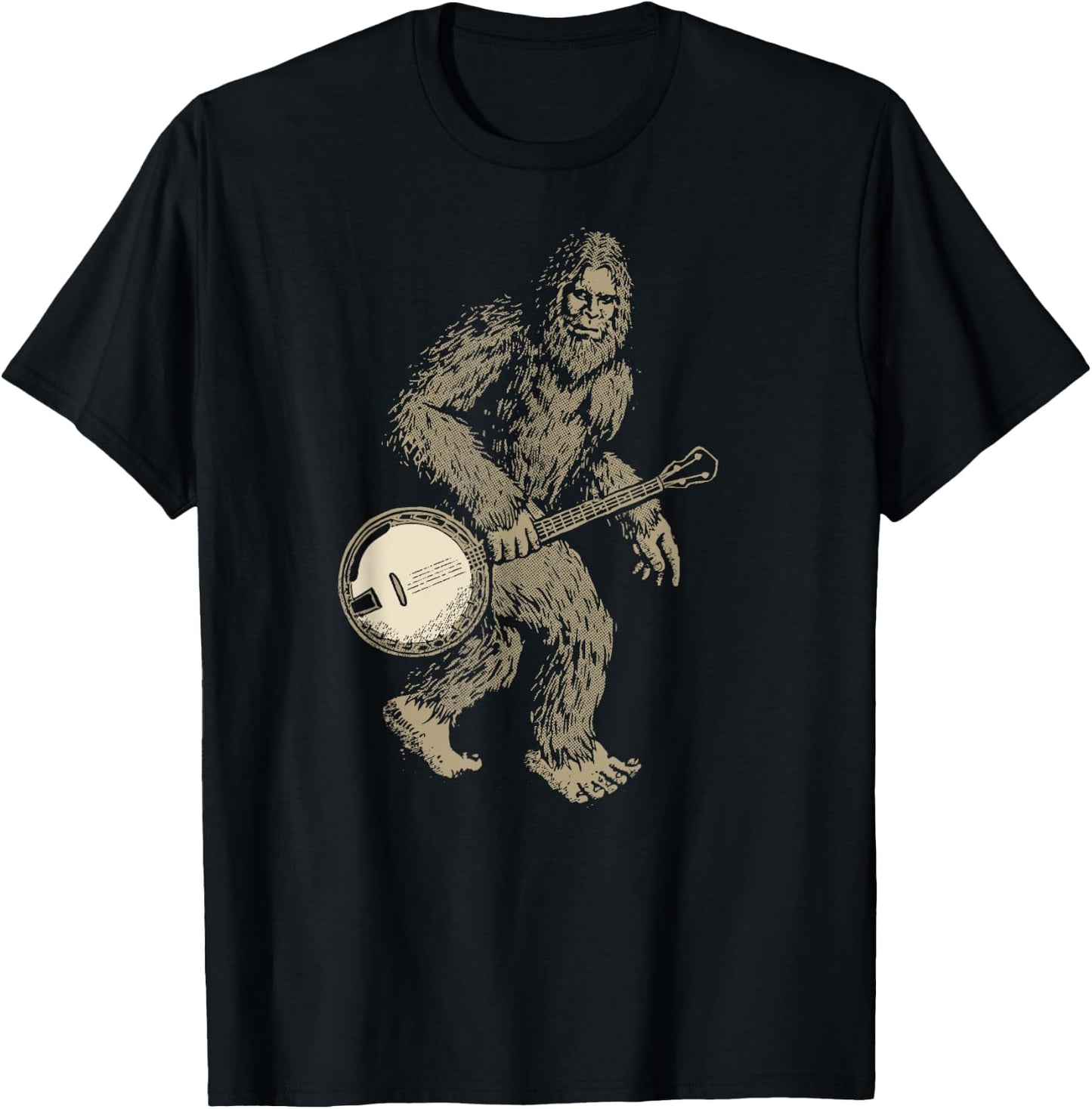 Grassquatch! Vintage Bigfoot & Bluegrass Banjo Music T-Shirt - T-Shirt | Black
