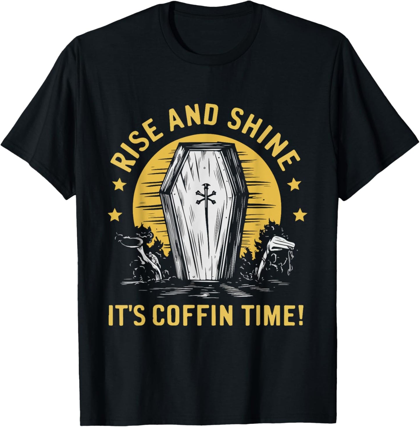 Rising Coffin Humor Funny Casket Funeral Horror Costume T-Shirt - T-Shirt | Black