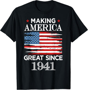 Funny Making America Great Since 1941 Birthday Party Gift T-Shirt - T-Shirt | Black