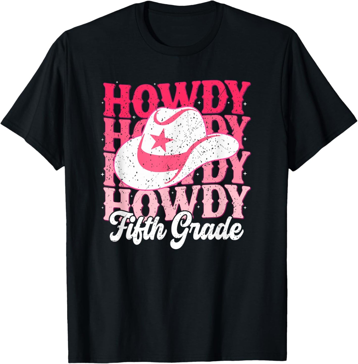 Howdy 5th Grade Teacher Western Cowgirl Rodeo Back To School T-Shirt - T-Shirt | Black
