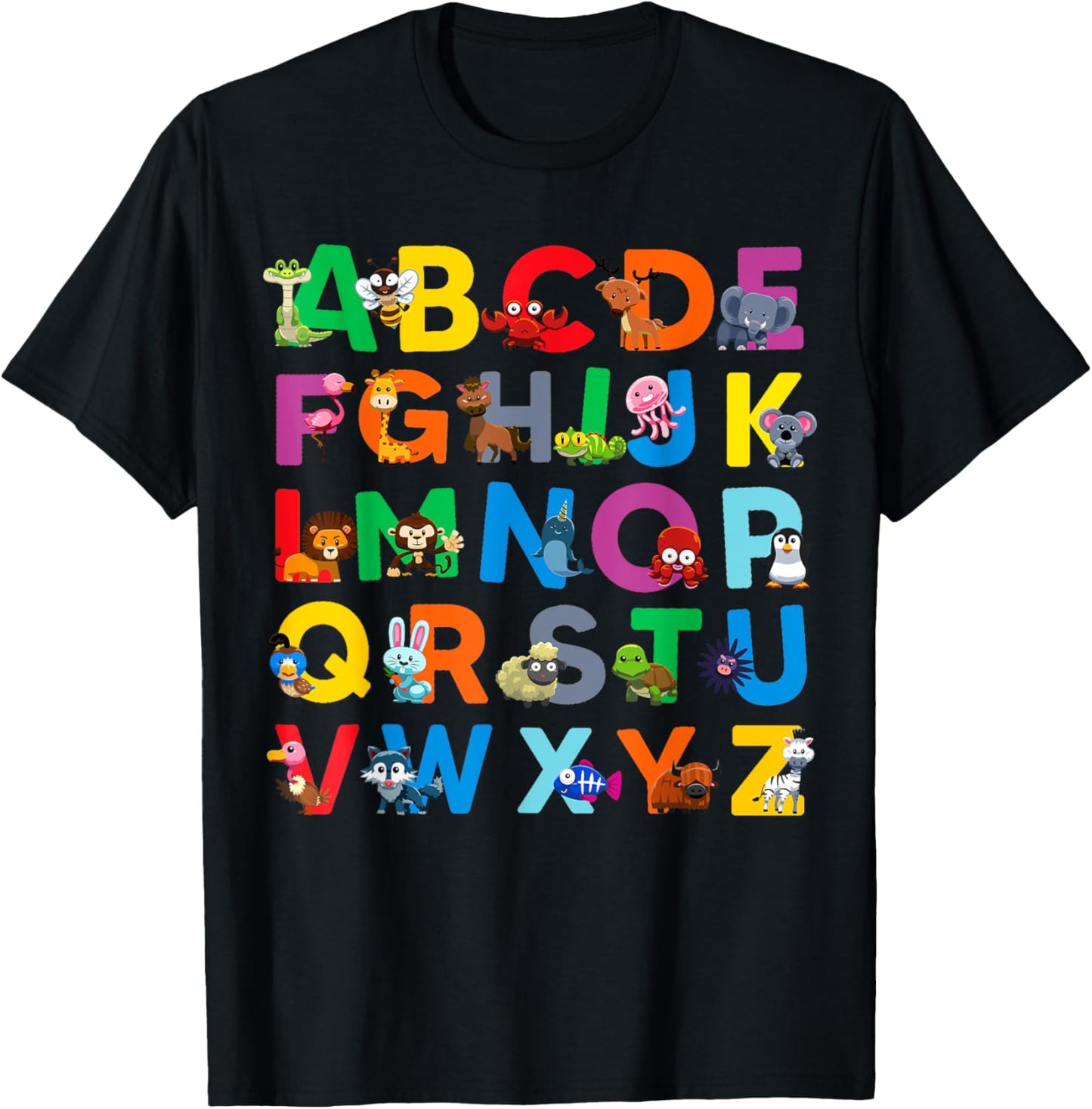 Zoo Animal Alphabet ABCs Animals Learning A-Z ABC Letters T-Shirt - T-Shirt | Black