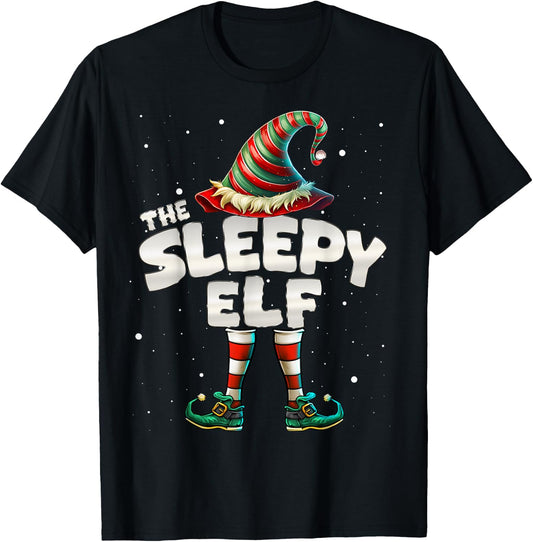 I'm The Sleepy Elf Family Matching Group Christmas T-Shirt - T-Shirt | Black