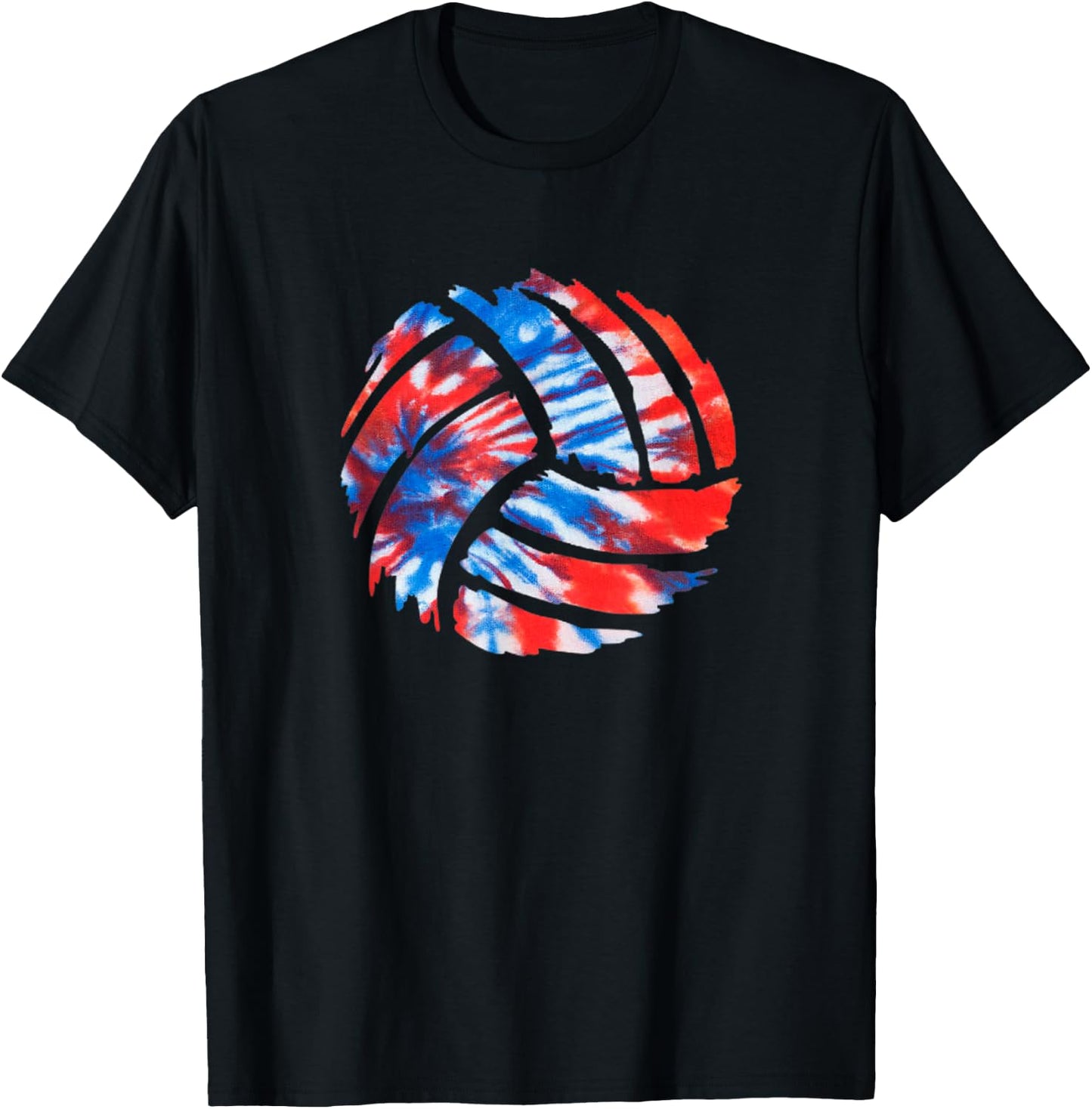 Volleyball American Tie Dye Red White & Blue Patriotic T-Shirt - T-Shirt | Black