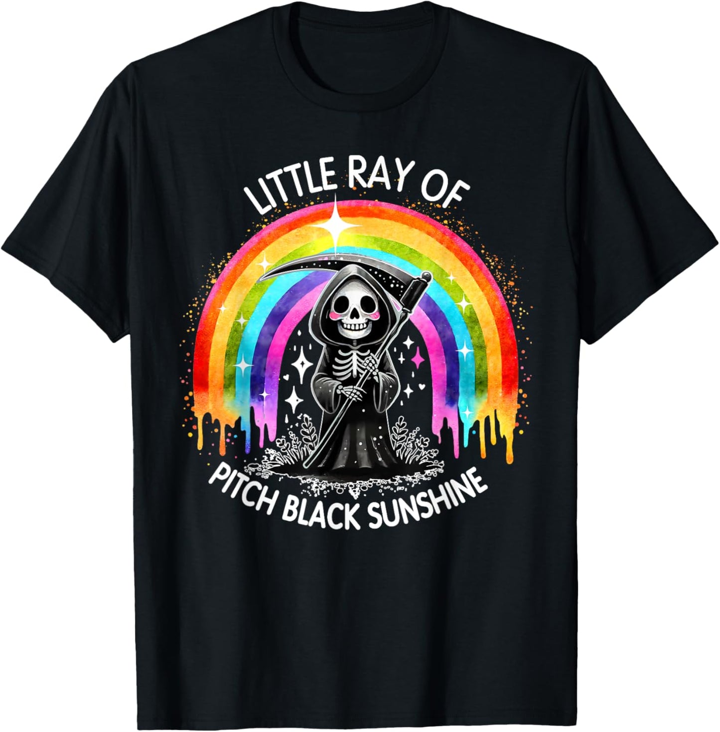 Little Ray Of Pitch Black Sunshine Death Rainbow Halloween Men Women Kids T-Shirt - T-Shirt | Black