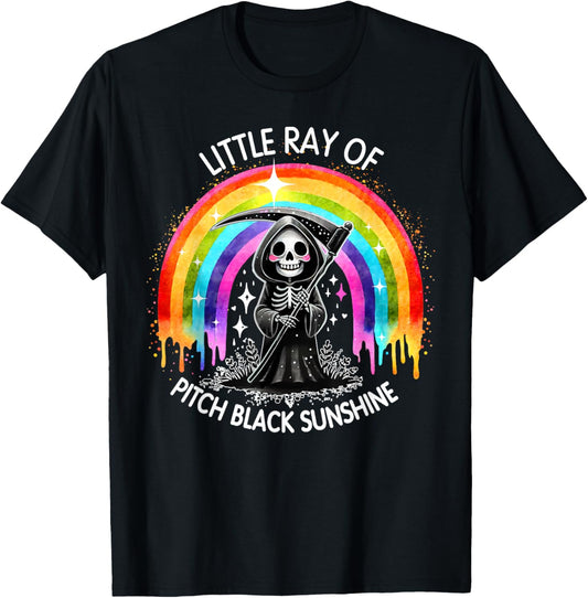 Little Ray Of Pitch Black Sunshine Death Rainbow Halloween Men Women Kids T-Shirt - T-Shirt | Black