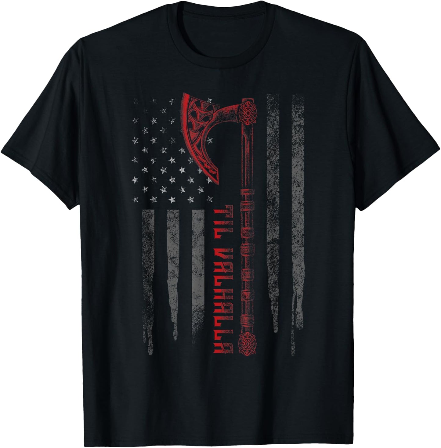 US American Til Valhalla Proud Veteran Patriotic T-Shirt - T-Shirt | Black