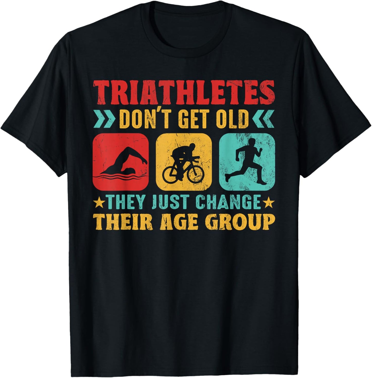 Funny Triathlon Design Men Women Triathletes Swim Bike Run T-Shirt - T-Shirt | Black