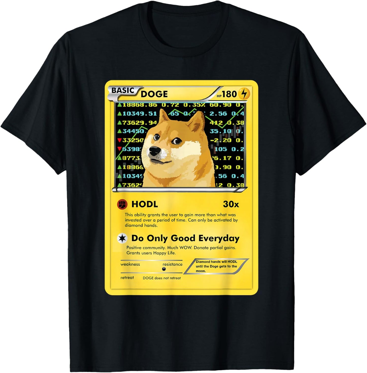 Funny Dogecoin Doge HODL Card Crypto Meme Men Kids Small T-Shirt - T-Shirt | Black