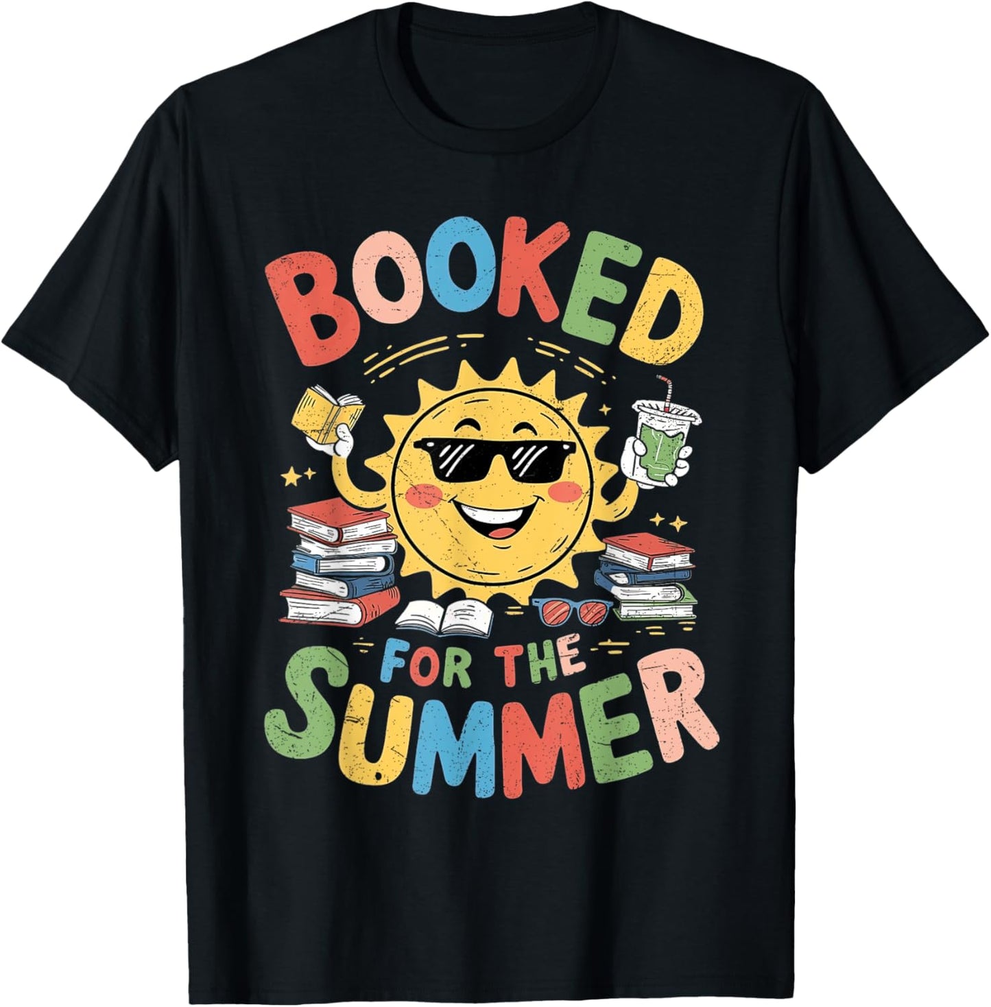 Booked For The Summer Book Lover Reading Women Girl Summer T-Shirt - T-Shirt | Black