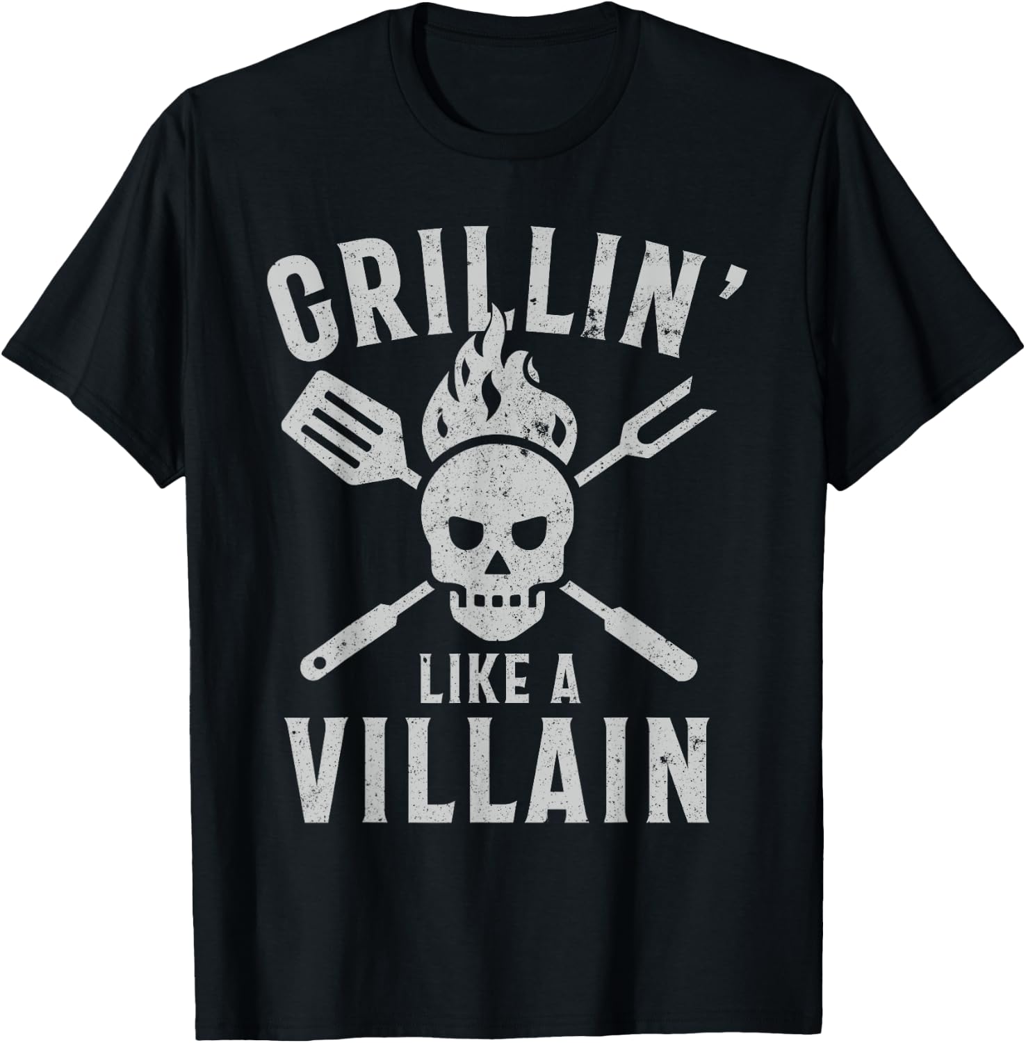 Funny Grillin' Like A Villain Barbecue Grilling Cooking T-Shirt - T-Shirt | Black