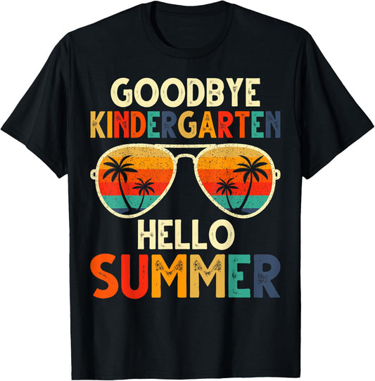 Goodbye Kindergarten Hello Summer Last Day Of School kids T-Shirt - T-Shirt | Black