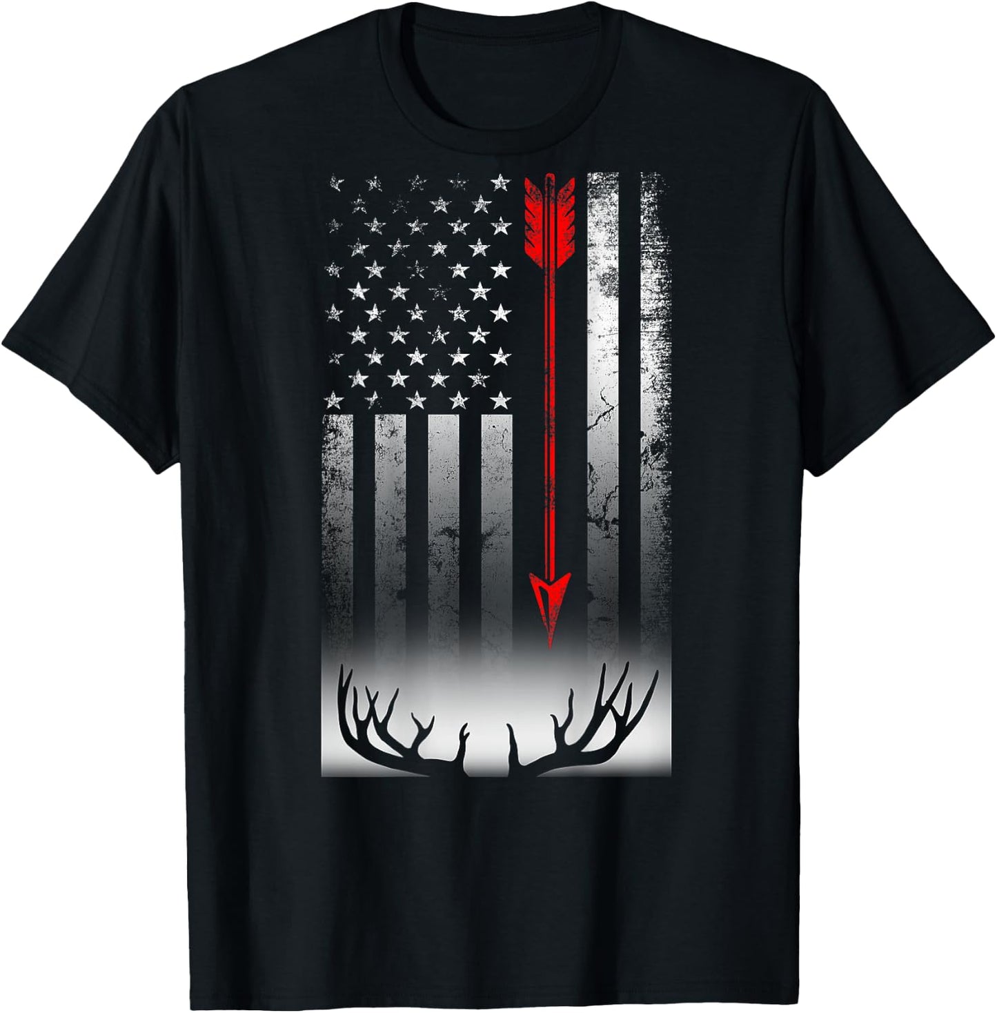 Bow deer hunting American flag Bow Hunting Lover Gift T-Shirt - T-Shirt | Black
