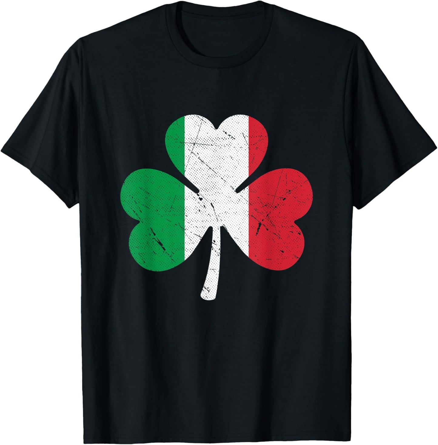 St. Patrick's Day Italy Flag Shamrock Gift Matching Italian T-Shirt - T-Shirt | Black