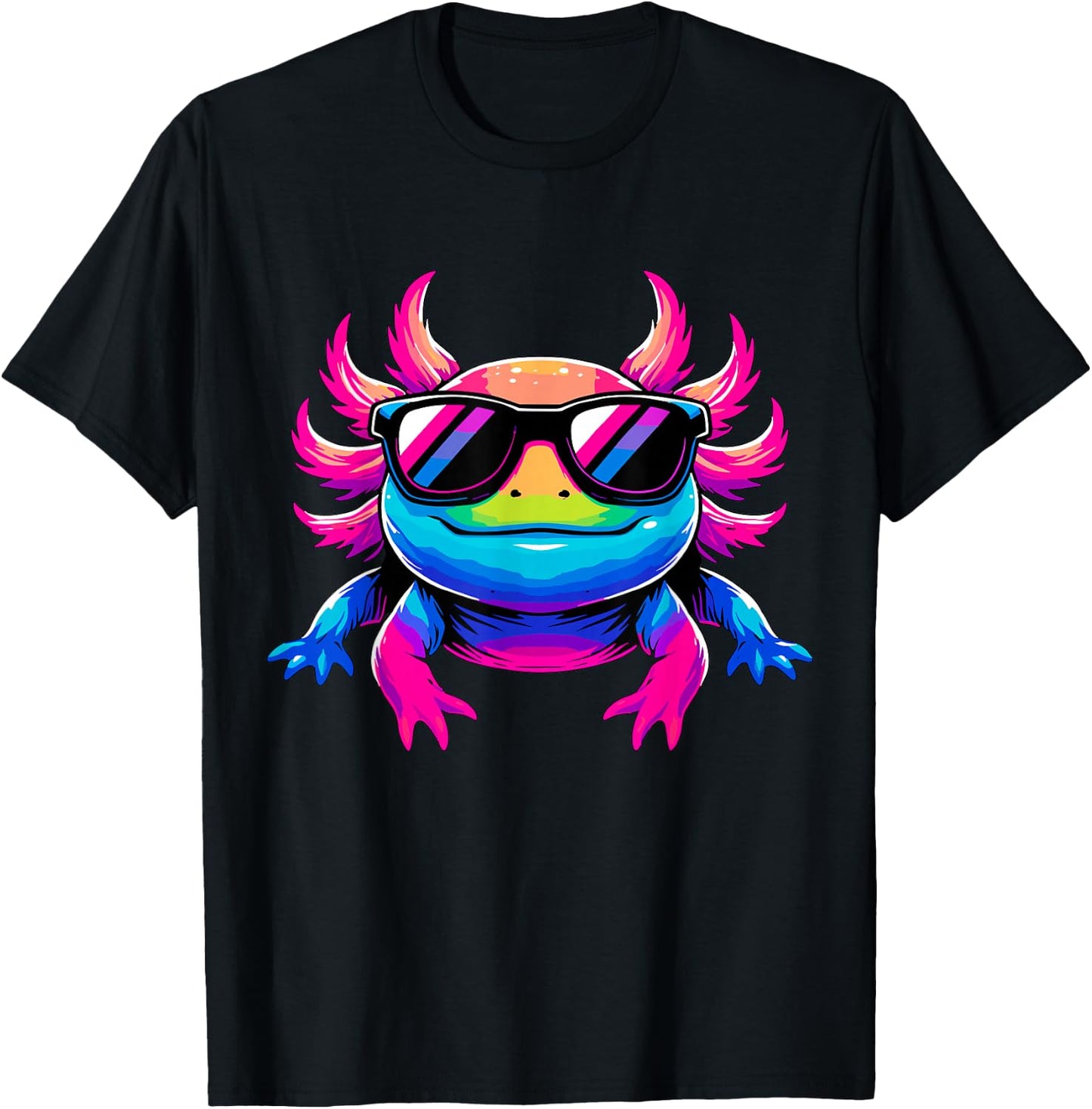 Cool Tie-Dye Axolotl Sunglasses T-Shirt - T-Shirt | Black