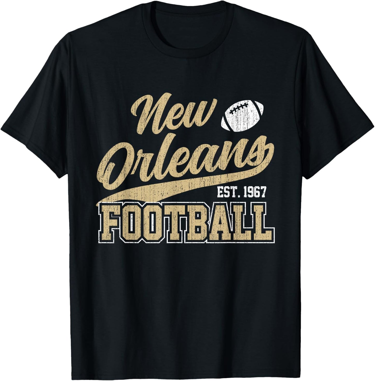 New Orleans Distressed Football Team Fan Sports T-Shirt - T-Shirt | Black