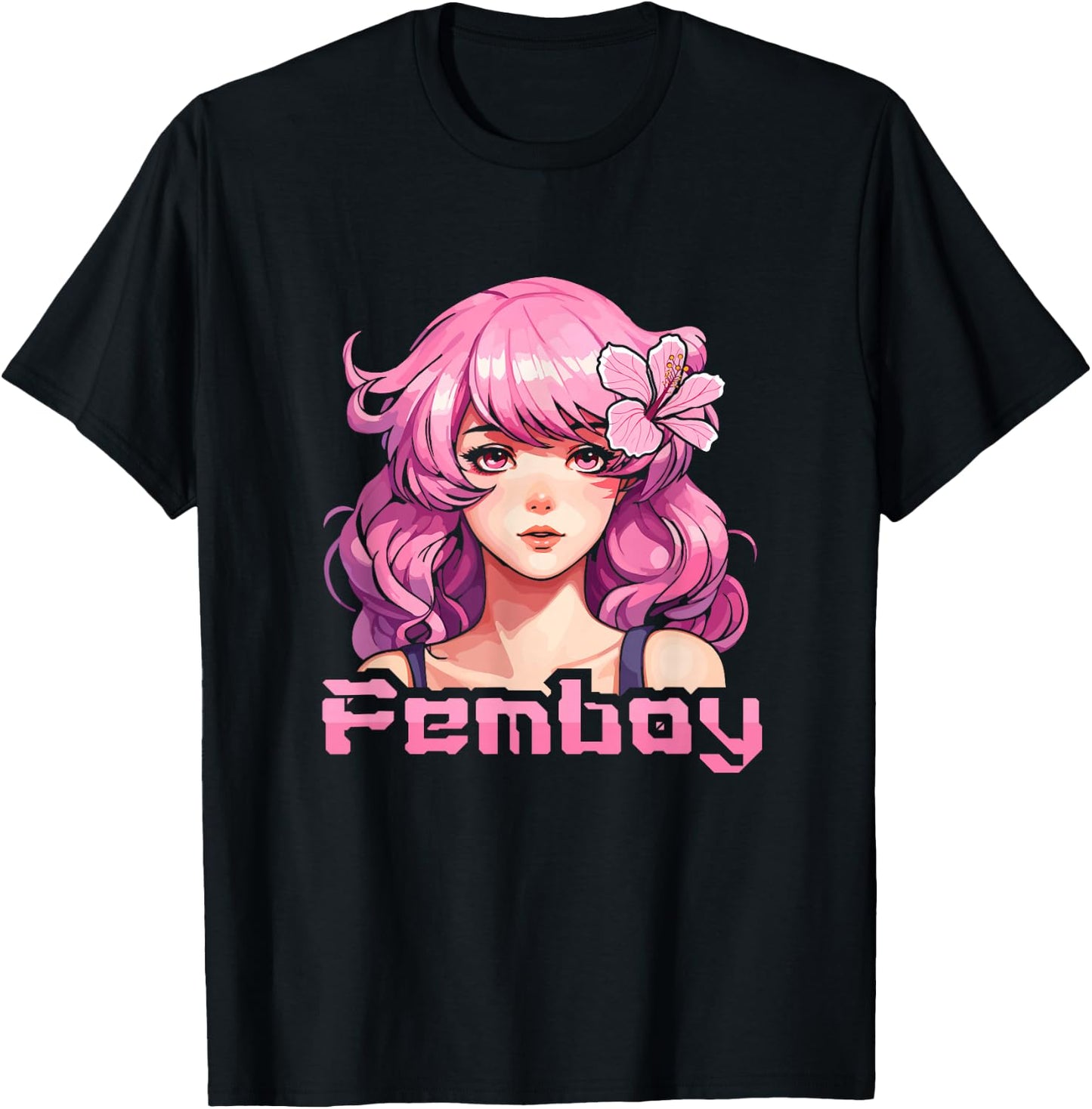 Femboy Anime Cool Japanese Japan Cosplay Otaku Manga Kawaii T-Shirt - T-Shirt | Black