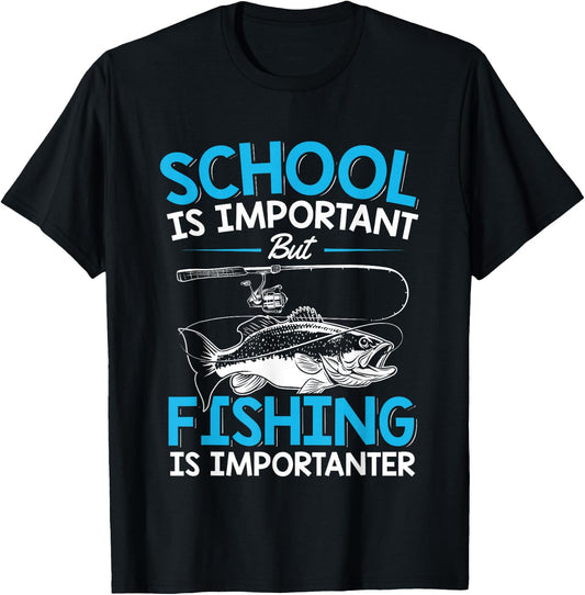 Fishing Shirt Youth Boys Fish Lover Teen Boys Fishing T-Shirt - T-Shirt | Black
