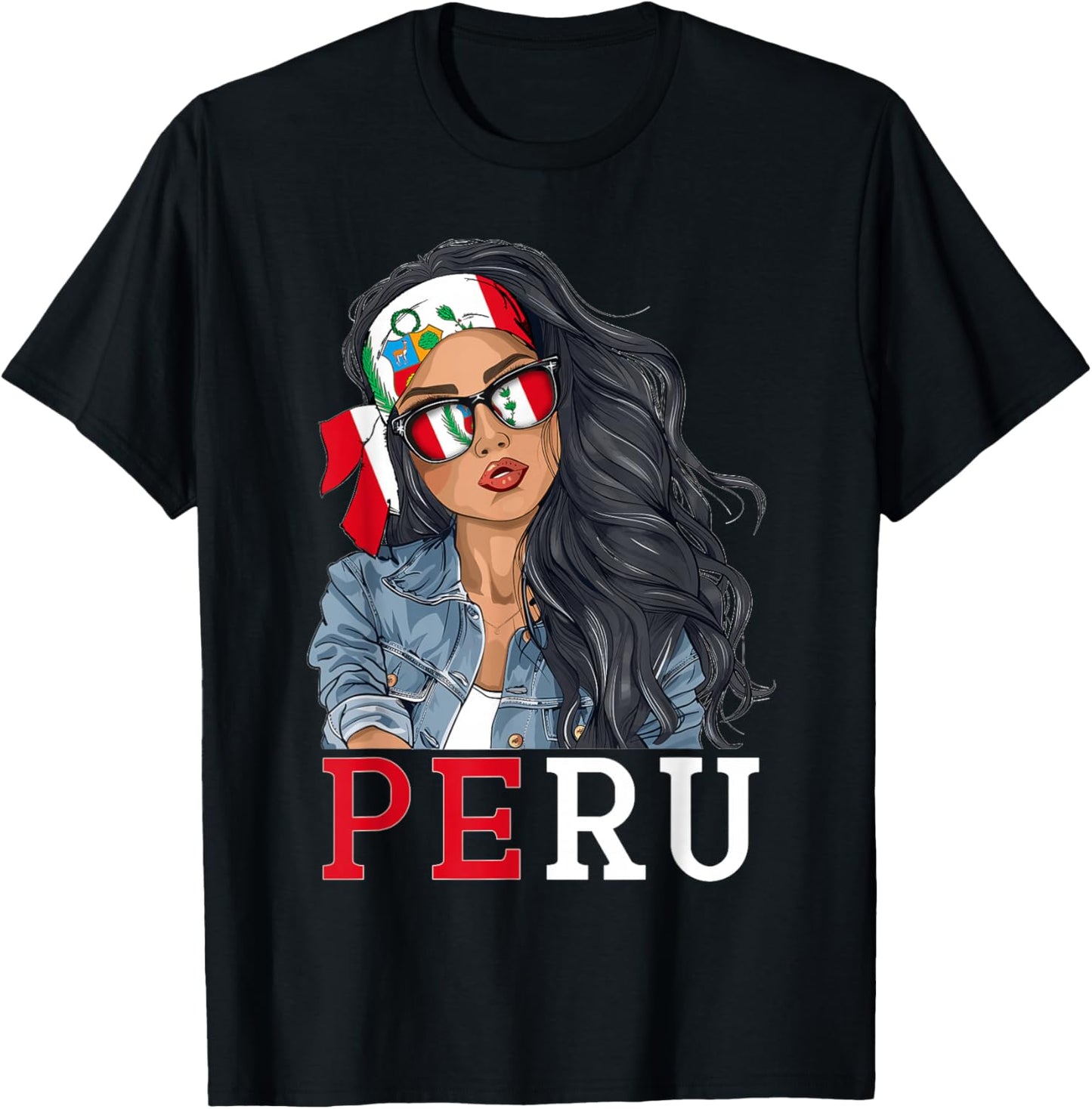Peruvian Woman Products Flag Uniform Heritage Peru T-Shirt - T-Shirt | Black