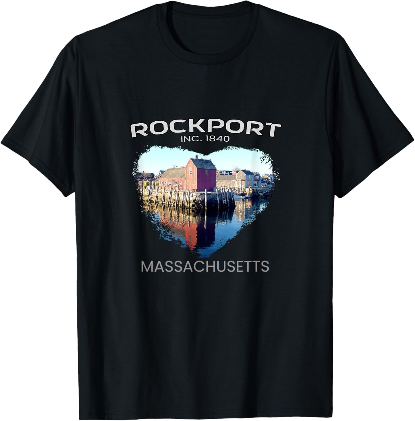 Rockport MA MASSACHUSETTS Motif Number 1 (Motif No. 1) T-Shirt - T-Shirt | Black