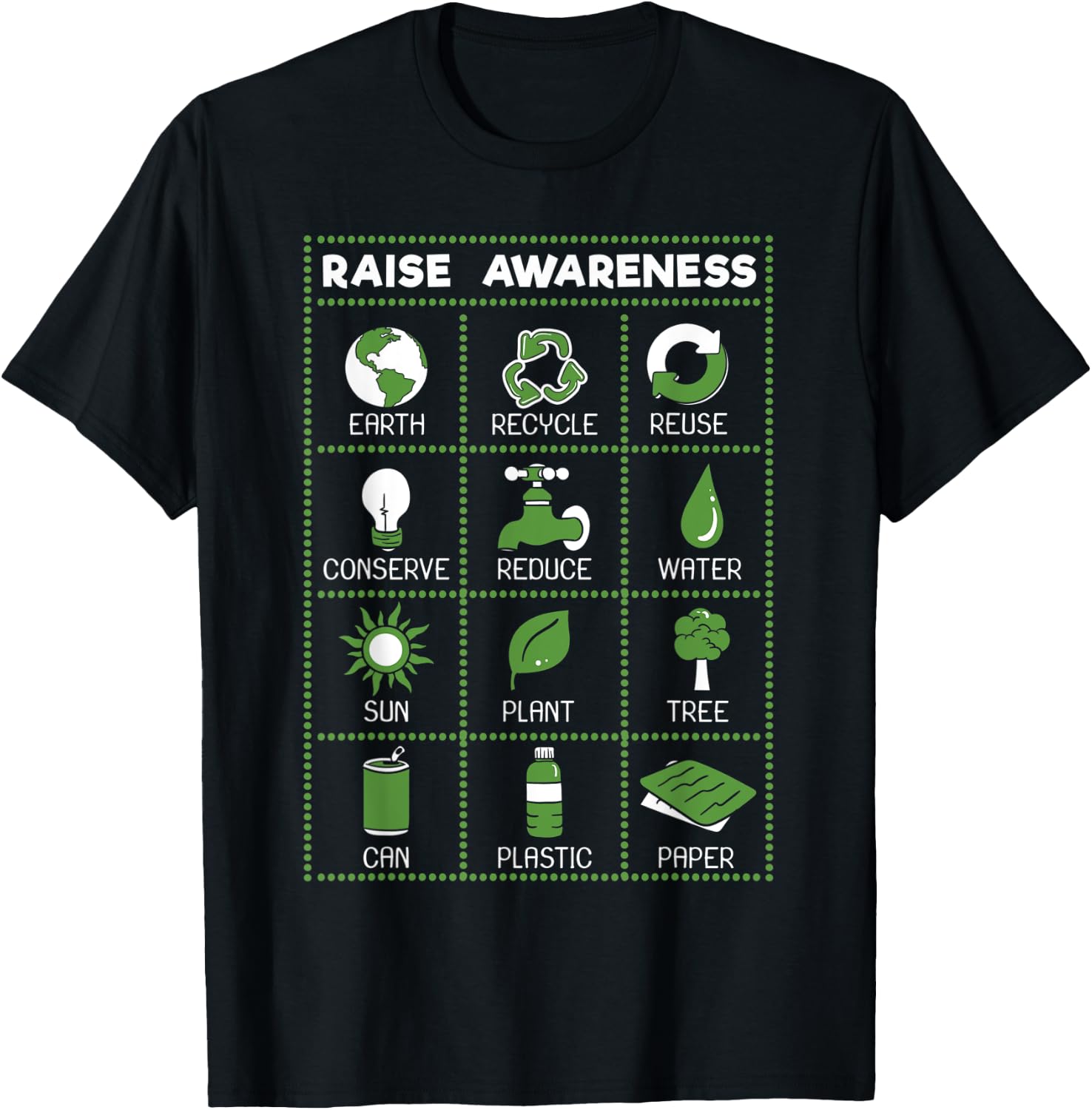 Reduce Reuse Recycle Earth Day Awareness Activist Gift T-Shirt - T-Shirt | Black