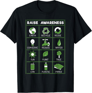 Reduce Reuse Recycle Earth Day Awareness Activist Gift T-Shirt - T-Shirt | Black