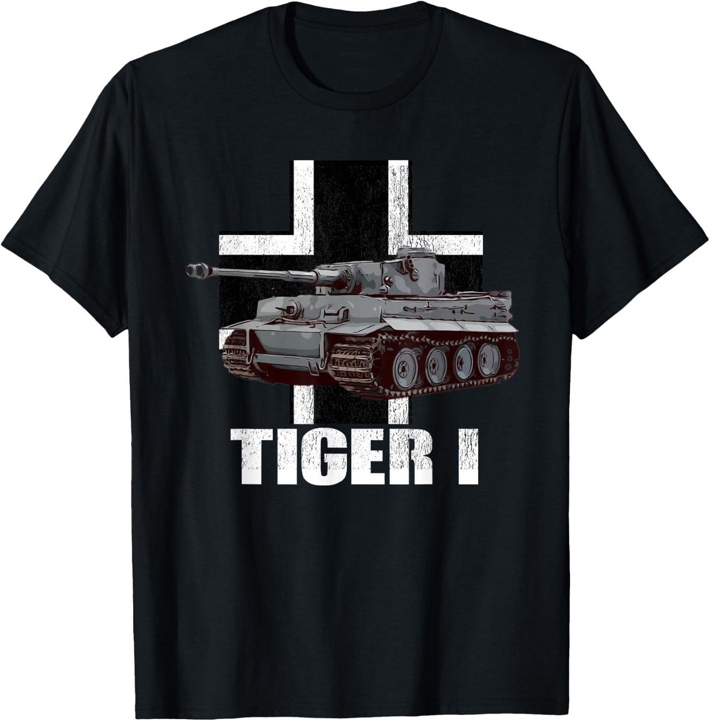 Tiger I German Heavy Tank WW2 Panzer Armored T-Shirt - T-Shirt | Black