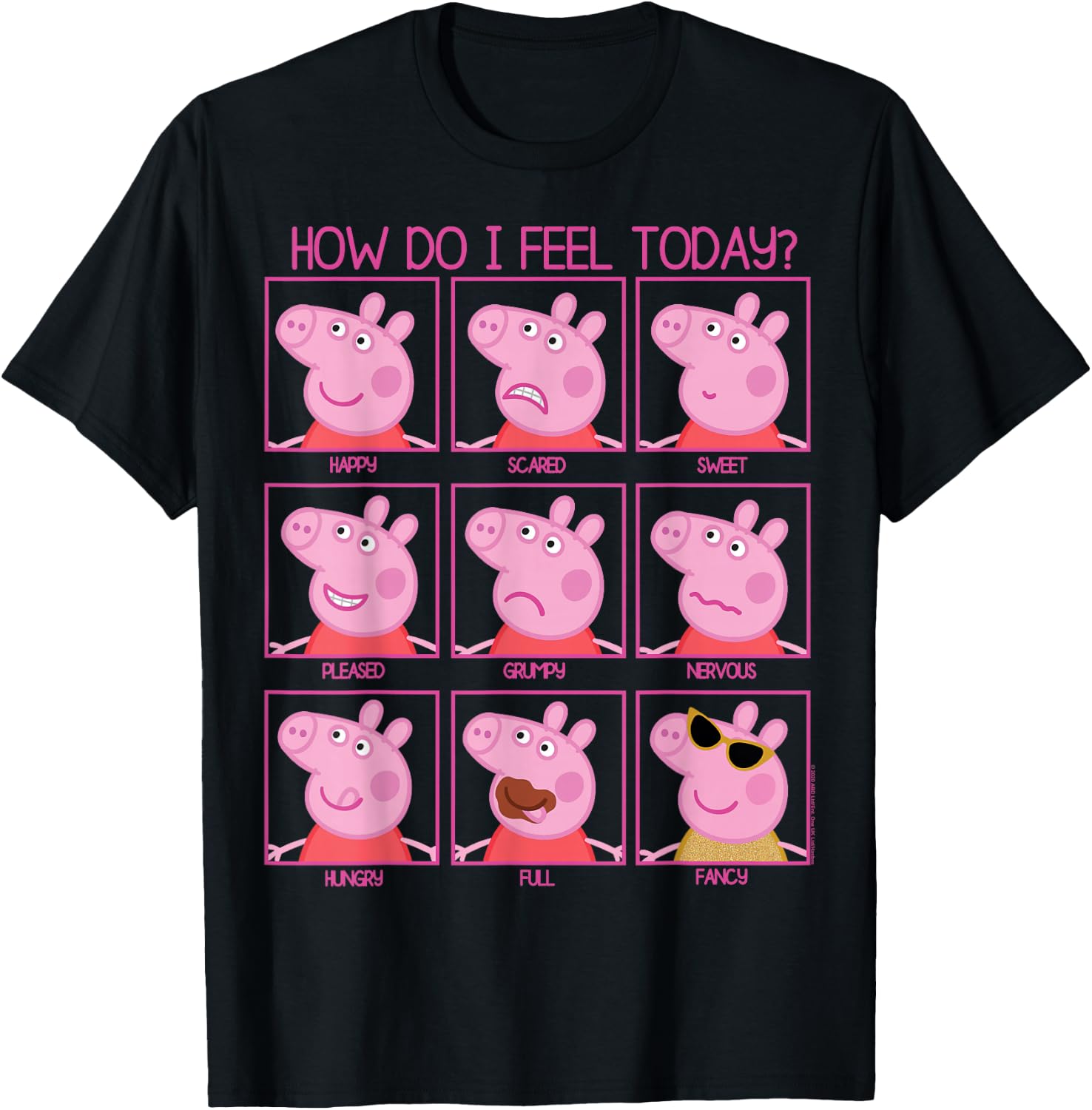Peppa Pig How Do I Feel Today T-Shirt - T-Shirt | Black