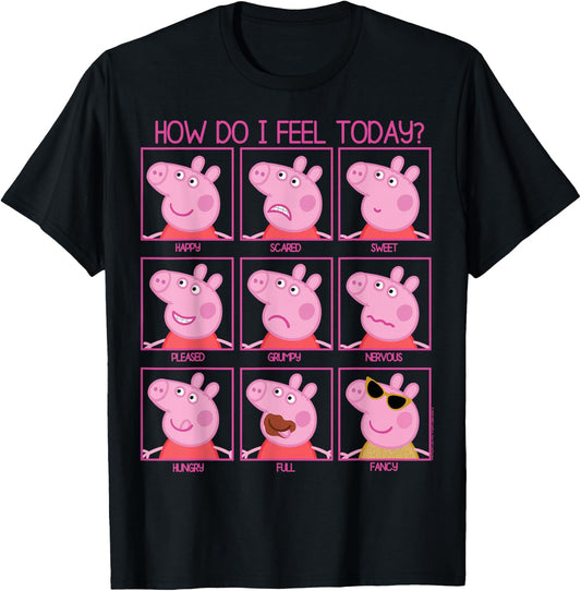 Peppa Pig How Do I Feel Today T-Shirt - T-Shirt | Black