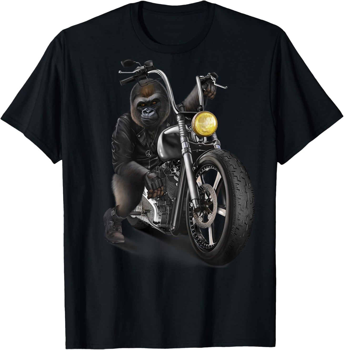 Gorilla Riding Chopper Motorcycle T-Shirt - T-Shirt | Black