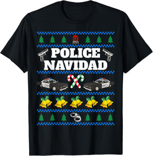 Police Navidad Ugly Christmas Sweater T-Shirt - T-Shirt | Black