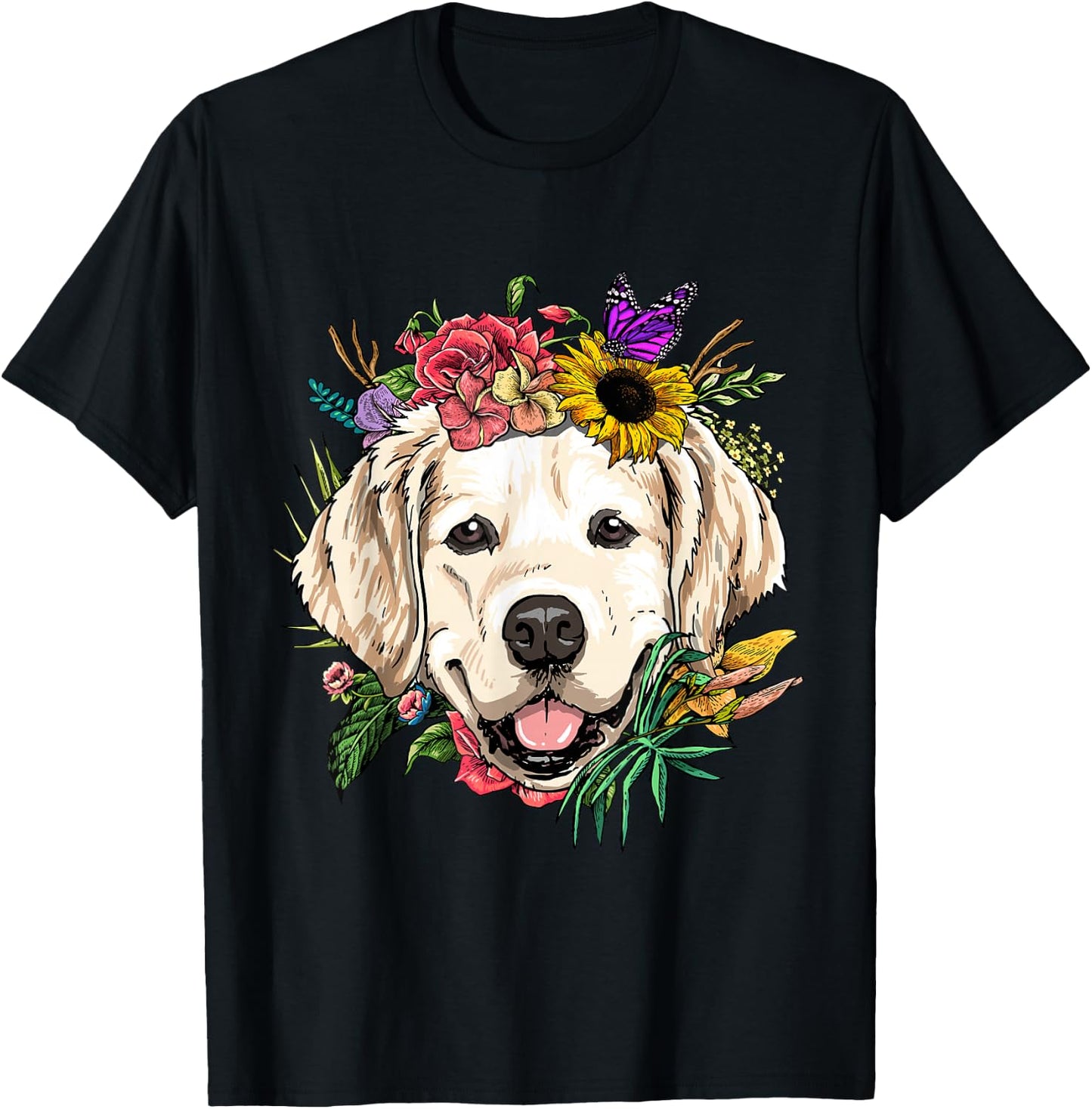 Golden Retriever Shirt Dog Face Golden Retriever Lover T-Shirt - T-Shirt | Black