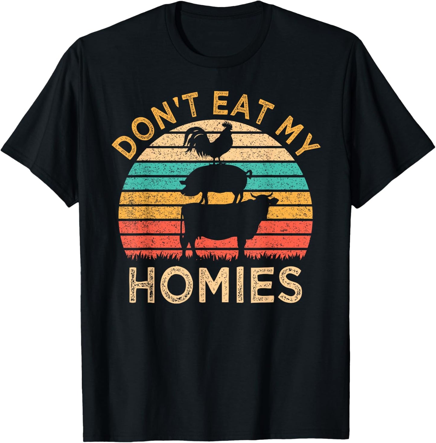 Vegan Don't Eat My Homies Funny Vegetarian T-Shirt - T-Shirt | Black