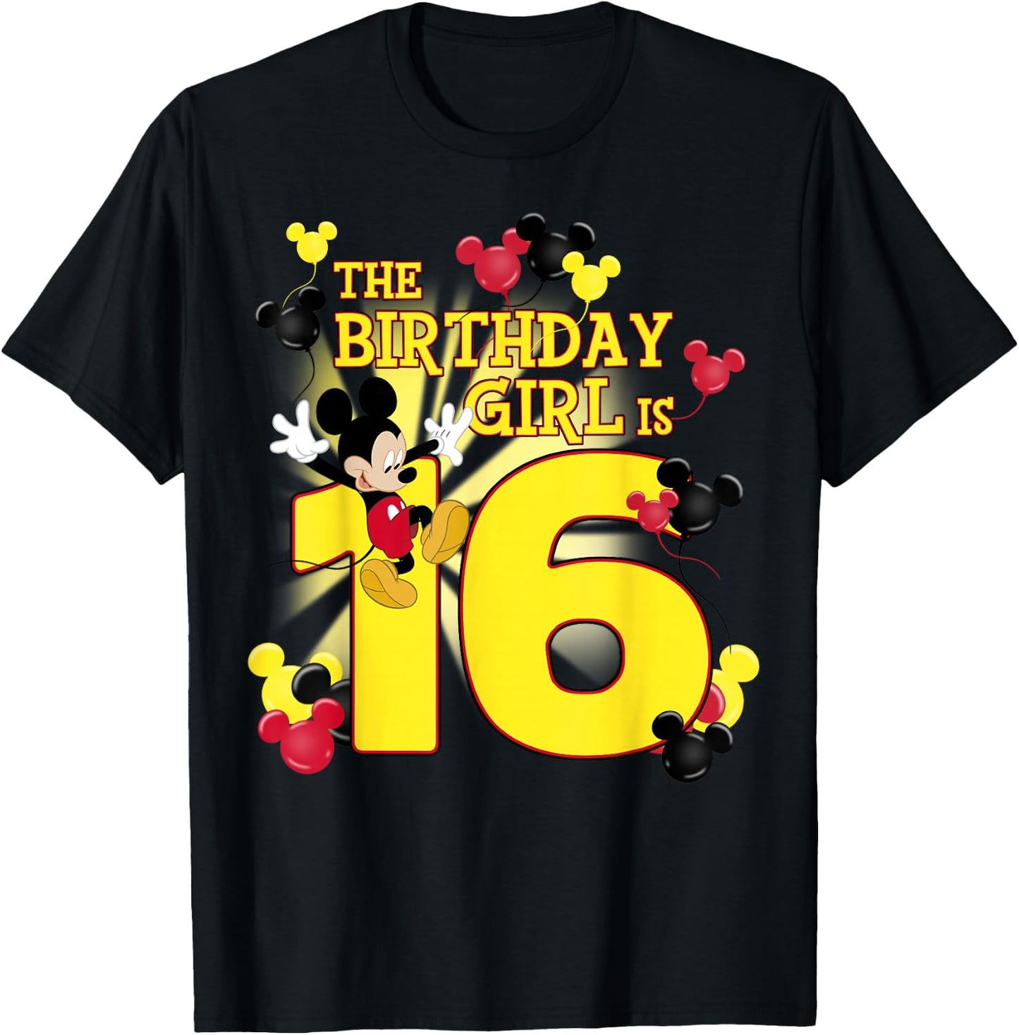 Disney Mickey And Friends Mickey 16th Birthday Girl T-Shirt - T-Shirt | Black