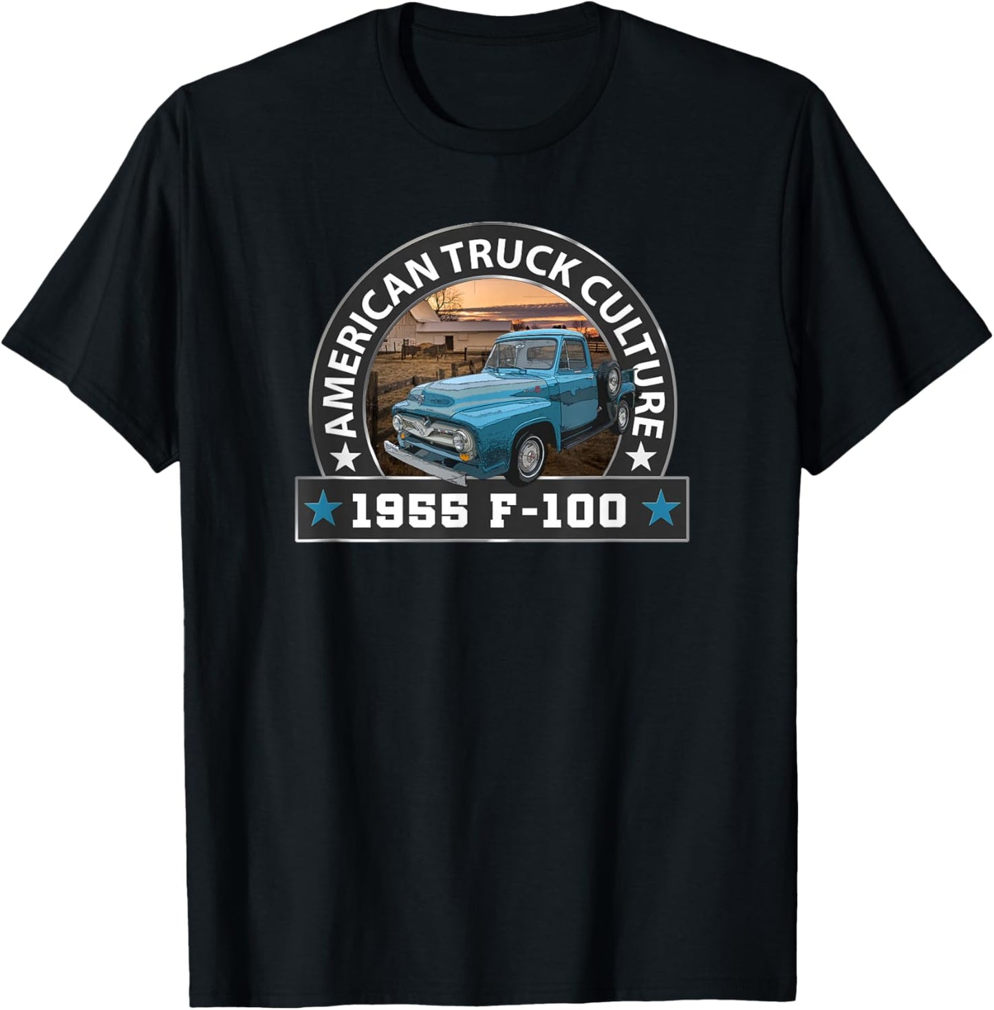 Vintage 1955 F100 Pickup Truck, Big Blue, Classic Trucks T-Shirt - T-Shirt | Black