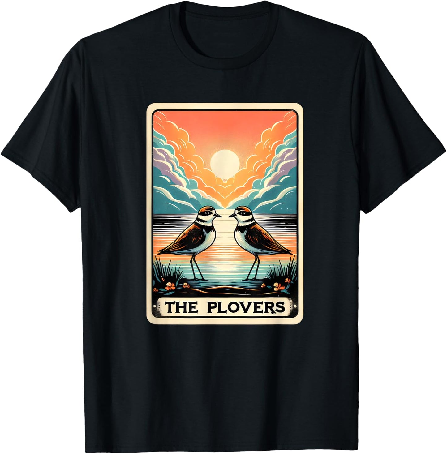 The Piping Plovers Bird Watcher Lovers Funny Tarot Card Pun T-Shirt - T-Shirt | Black