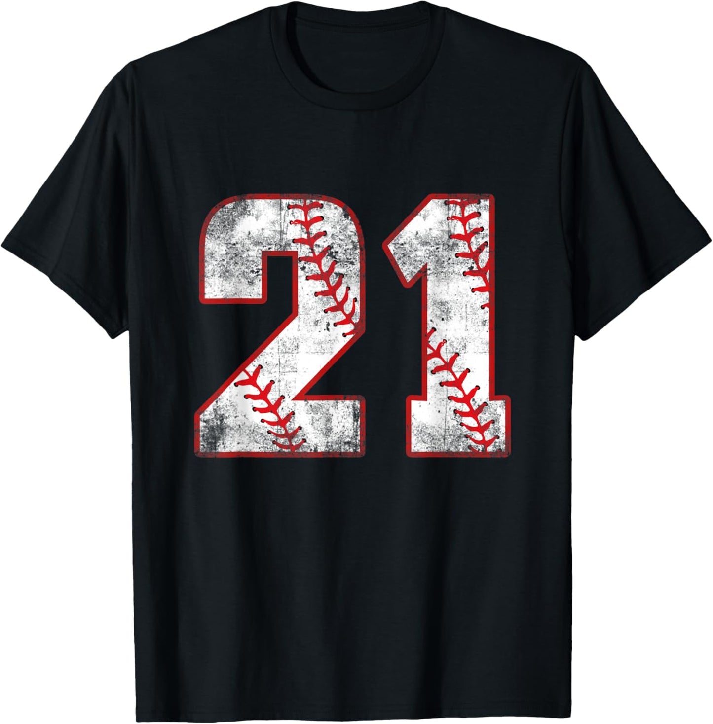Vintage Baseball 21 Jersey Number T-Shirt - T-Shirt | Black