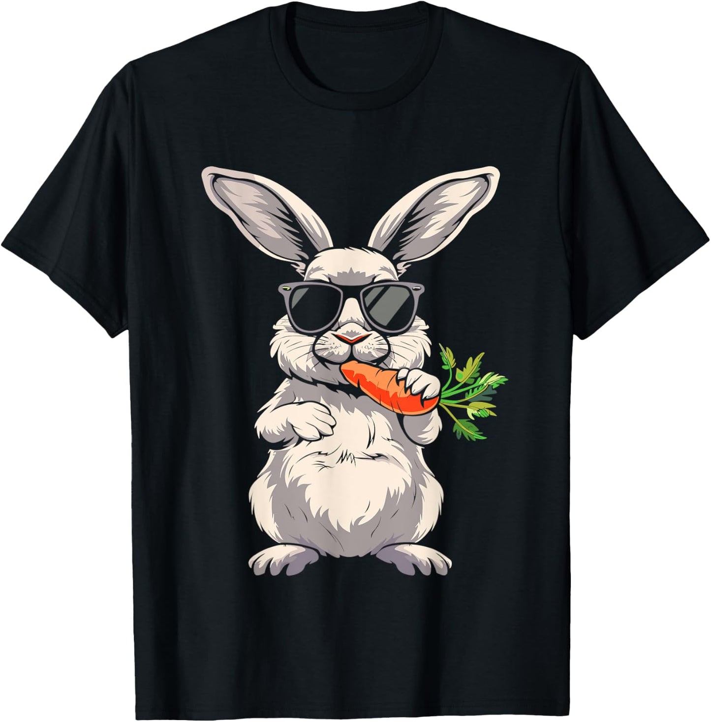 Cool Rabbit Face With Sunglasses Carrot Bunny For Boys Men T-Shirt - T-Shirt | Black