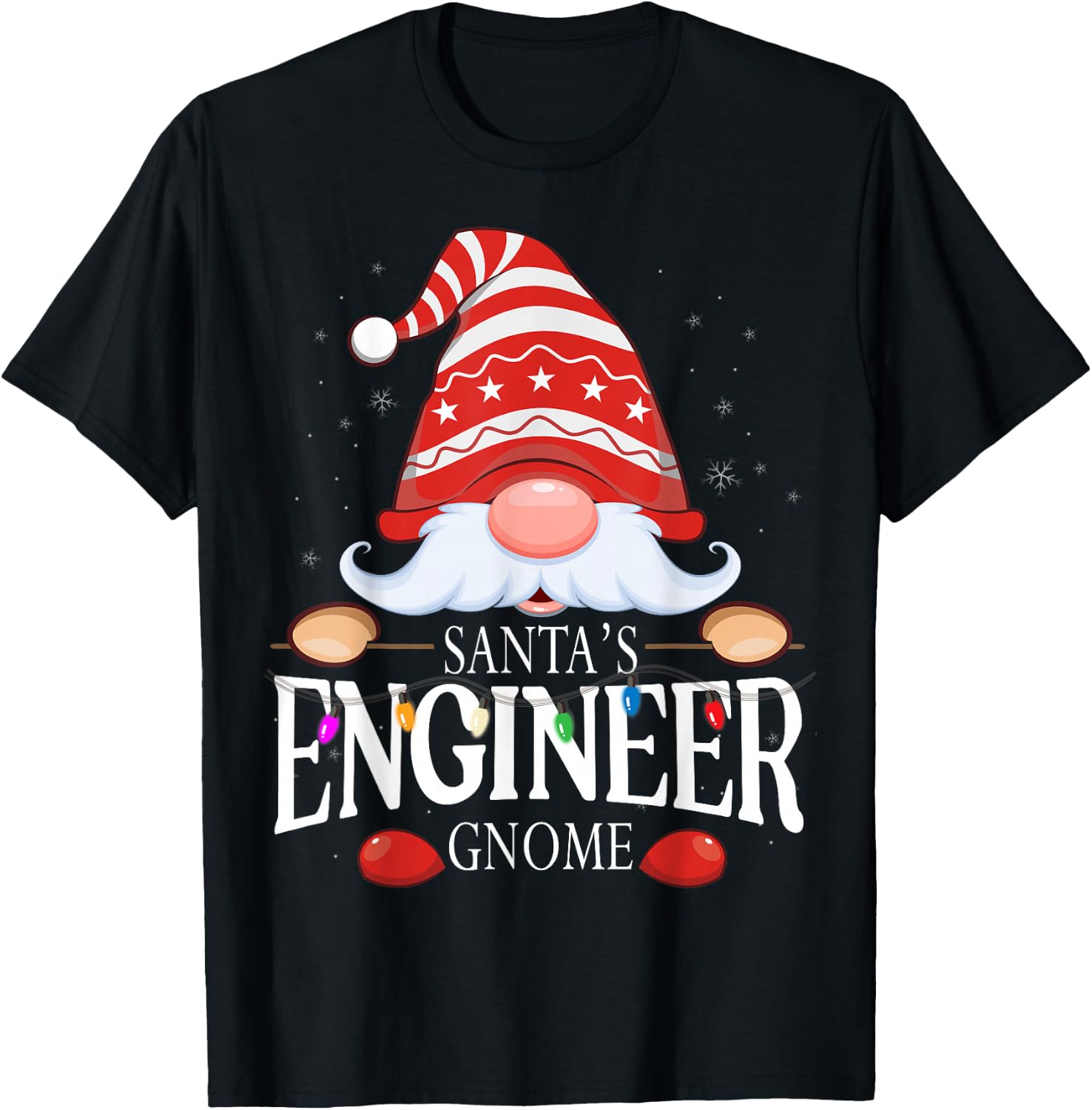 Santa's Engineer Gnome Matching Christmas Pajama T-Shirt - T-Shirt | Black